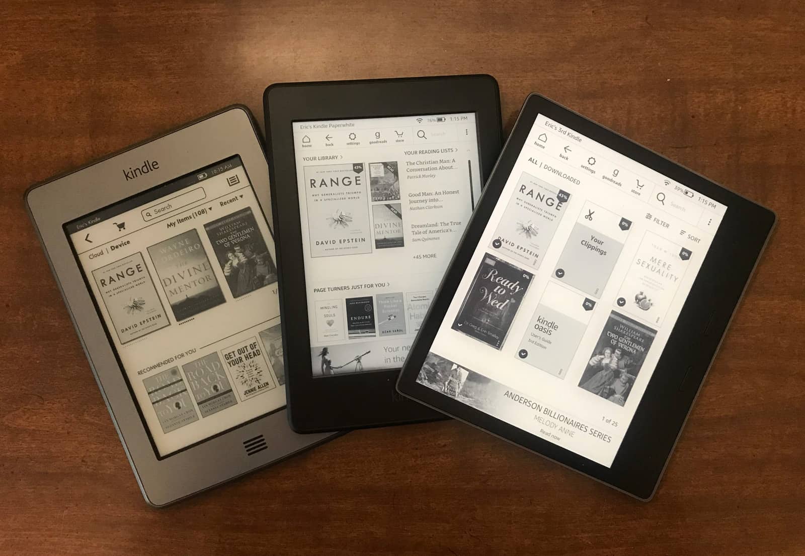 Kindle Oasis, Paperwhite, and Basic Models