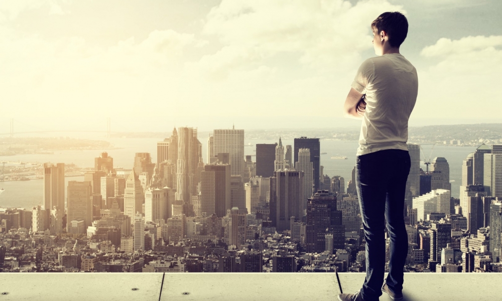 A man overlooking the city.