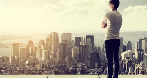 A man overlooking the city.