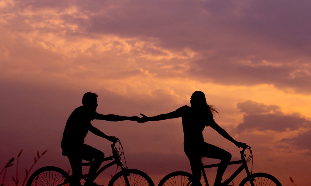 Couple on bicycles